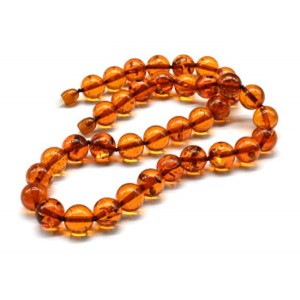 Бусы из янтаря шарик 12мм цвет коньячный, 48см (иск.)