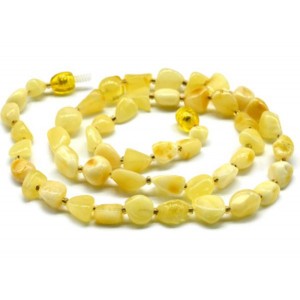 Бусы из янтаря галтовка 5*10мм цвет молочный, 46см