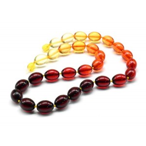 Бусы из янтаря рис 11*14мм цвет радуга лимонно-вишневый, 47см (иск.)