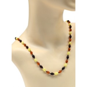 Бусы янтарые рис 6*9мм молочный, коньячный, вишня, 55см (иск.)