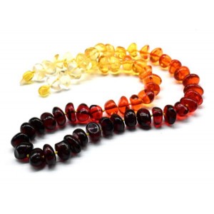 Бусы из янтаря галтовка 12*8мм цвет радуга лимонно-вишневый, 54см (иск.)