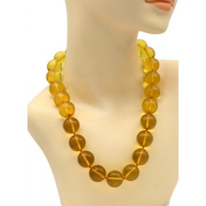 Крупные бусы из янтаря шарик 20мм цвет медовый, 56см (иск.)