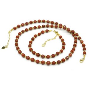 Комплект: бусы, браслет из яшмы красной граненые 5*6мм, 48см, 17см