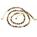 Комплект: бусы, браслет из яшмы мукаит граненые 5*6мм, 44см, 17,5см