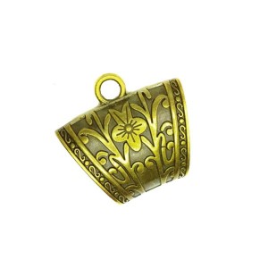 Бейл на шарф Цветочный орнамент,  Гигантский 40*38*18 мм,  двусторонний, цвет бронза, 1 штука