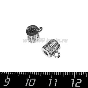 Бейл Премиум Милано с микроцирконами 9*7 мм, внутреннее отверстие 2,8 мм, родированный, 1 штука Бейл Премиум Милано с микроцирконами 9*7 мм, внутреннее отверстие 2,8 мм, родированный, 1 штука