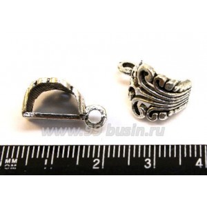 Бейл Дуга с завитками 17*12*8 мм цвет старое серебро 1 штука