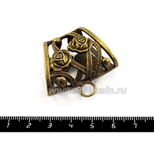 Бейл на шарф РОЗОВЫЙ САД, Гигантский 39*37*18 мм, двусторонний, цвет бронза, 1 штука Бейл на шарф РОЗОВЫЙ САД, Гигантский 39*37*18 мм, двусторонний, цвет бронза, 1 штука