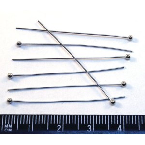 Пин с шаровой головкой 40*0,5 мм шарик 1,8 мм цвет никель 50 штук/упаковка Пин с шаровой головкой 40*0,5 мм шарик 1,8 мм цвет никель 50 штук/упаковка