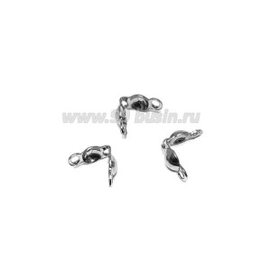 Концевики каллоты (скуфейки) 8*4 зажимные, цвет никель, 20 пар (40 шт.)