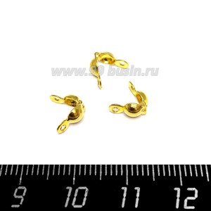 Концевики каллоты (скуфейки) зажимные, 8*4 мм нержавеющая сталь (stainless steel) цвет золото, 5 пар (10 шт.)