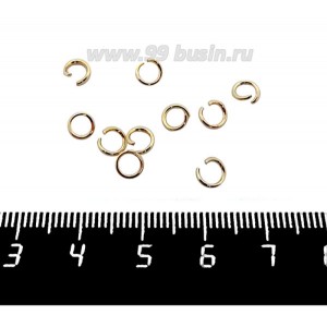 Колечки металлические разъемные 5*0,8 мм нержавеющая сталь (stainless steel) цвет золото, 30 штук/упаковка