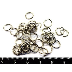 Колечки металлические 8*0,9 мм, разъемные, цвет никель, 50 штук/упаковка Колечки металлические 8*0,9 мм, разъемные, цвет никель, 50 штук/упаковка