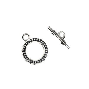 Застёжка - тогл с точками 19*15 мм, палочка 17*6 мм , цвет серебро,  2 набора/упаковка