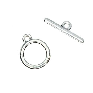 Застёжка - тогл Шайбочка 19*15 мм, палочка 23*7 мм , цвет серебро,  2 набора/упаковка