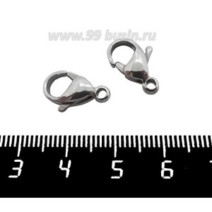 Замочек-карабин нержавеющая сталь (stainless steel 304) без колечек 15*7,5 мм 2 штуки/упаковка