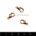 Замок карабин 15*8 мм Литой без колечек, цвет медь, 10 штук/упаковка