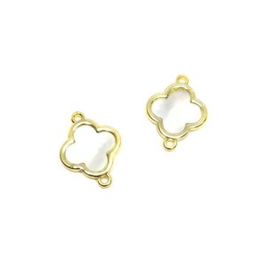 Коннектор Премиум Четырехлистник с перламутром 18,5*14, цвет золото 1 штука