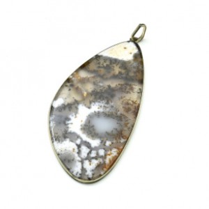 Кулон с агатом моховым "Грация" 38*73мм.