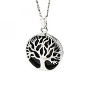 Кулон Дерево двусторонняя в металле с агатом 27*27мм