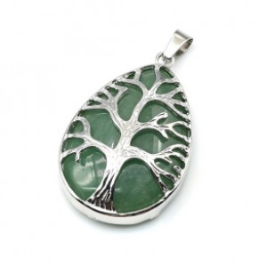 Кулон Дерево на капле 25*36мм с авантюрином зеленым.