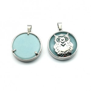 Кулон Сова 27*27мм с аквамарин (иск.) Кулон Сова 27*27мм с аквамарин (иск.)