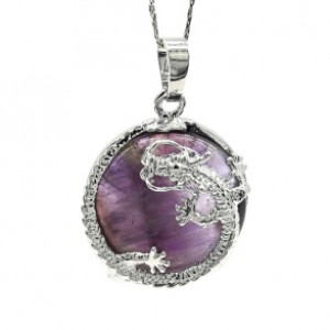 Кулон Дракон 24*24мм с аметистом