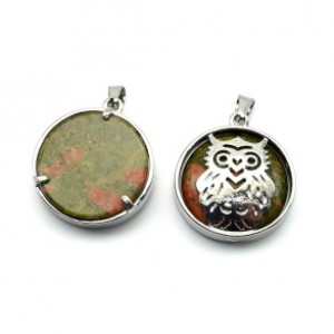 Кулон Сова 27*27мм с унакитом