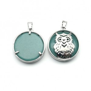 Кулон Сова 27*27мм с апатитом (имитация)