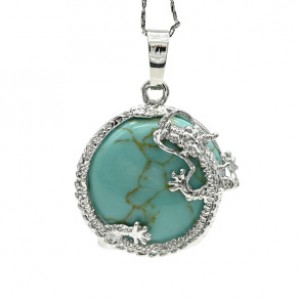 Кулон Дракон 24*24мм с бирюзой иранской искусственной