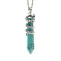Кулон-маятник для биолокации Дракон с бирюзой иранской (имитация) 15*58мм