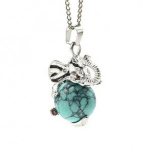 Кулон Слон на шаре 19*33мм с бирюзой иранской искусственной