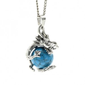 Кулон Дракон на шаре 23*34мм с бирюзой искусственной