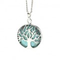 Кулон Дерево двусторонняя в металле с бирюзой иранской (имитация) 27*27мм