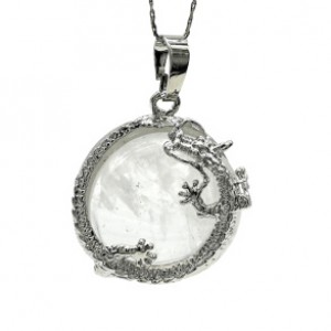 Кулон Дракон 24*24мм с горным хрусталем