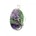 Кулон из аметиста, уваровита и пирита 37*51мм.