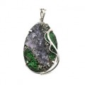 Кулон из аметиста, уваровита и пирита 34*52мм.