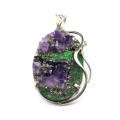 Кулон из аметиста, уваровита и пирита 33*44мм.