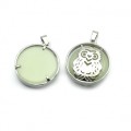 Кулон Сова 27*27мм с кварцем цвет нежно-зеленый
