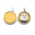 Кулон Сова 27*27мм с кварцем цвет желтый