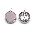Кулон Сова 27*27мм с кварцем цвет сиреневый