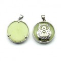 Кулон Сова 27*27мм с кварцем светящимся