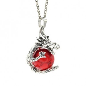 Кулон Дракон на шаре 23*34мм с кораллом искусственным