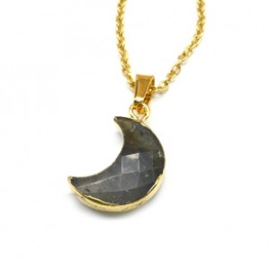 Кулон на цепочке с лабрадором Месяц 11*19мм, 45см