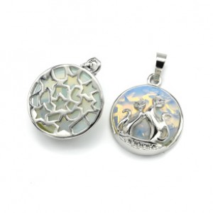 Кулон коты 22*22мм в металле с лунным камнем (иск.)