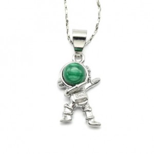 Кулон с малахитом Космонавт 11*21мм