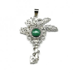 Кулон с малахитом Ключ 35*46мм