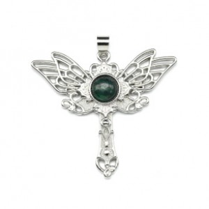 Кулон с малахитом Крылья 40*45мм