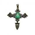 Кулон с малахитом Крылья 31*38мм.