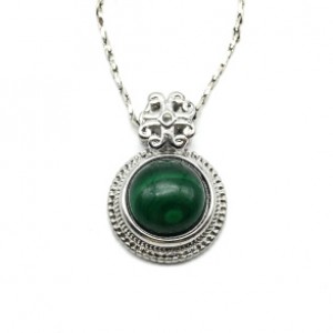 Кулон с малахитом Круг 12мм